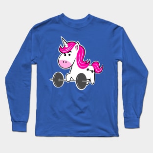 Unicorn weightlifting, fitness girl Long Sleeve T-Shirt